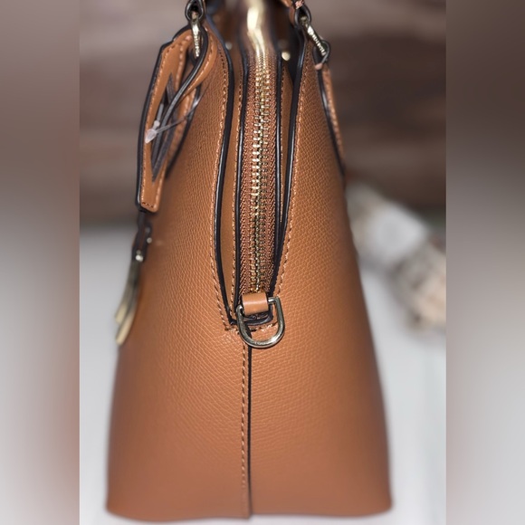 Halston NWT Quincy Tan Satchel with Gold Hardware - Picture 11 of 14